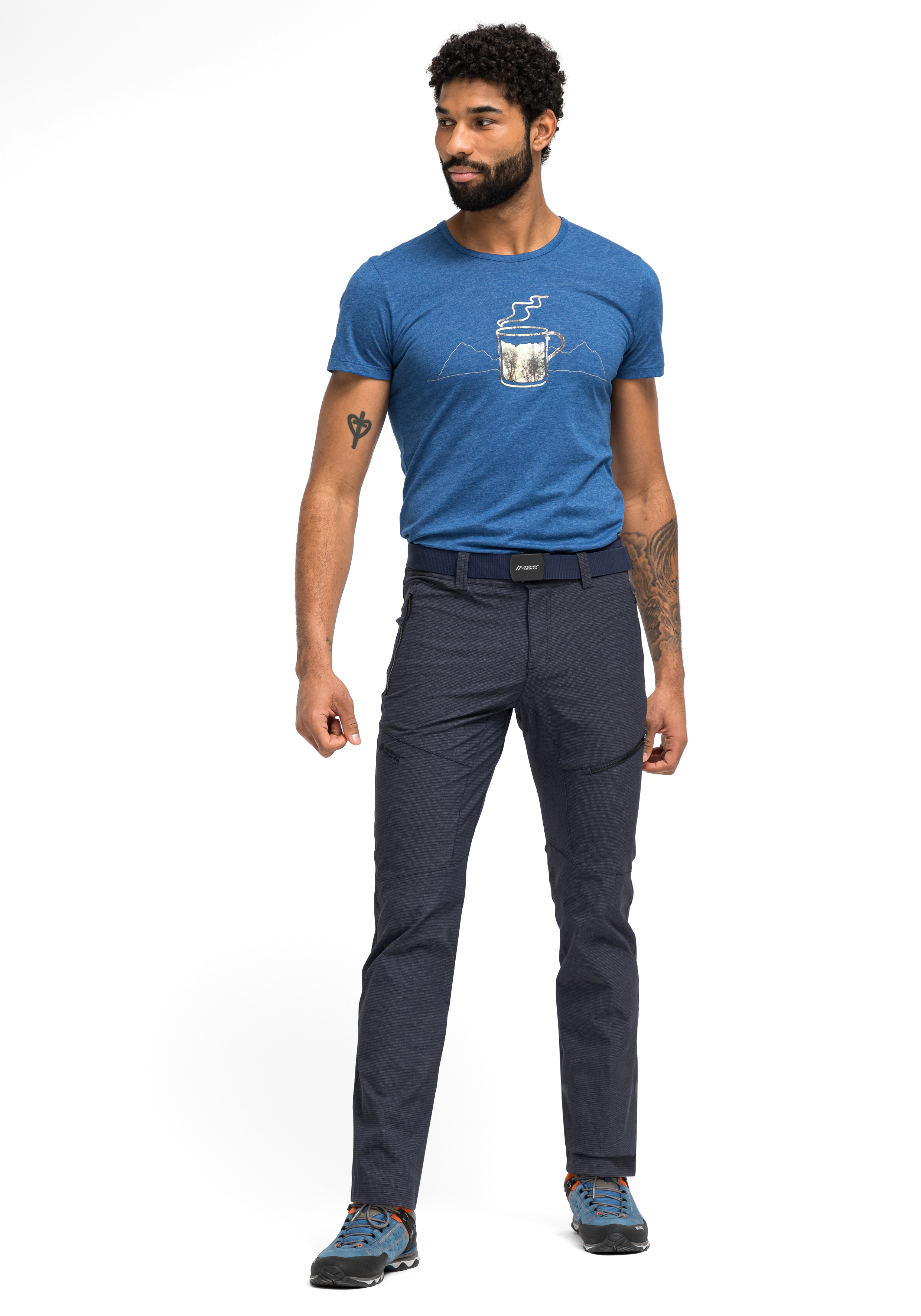 Hosen, T-shirt, Person, Stehend, Mann, Hosen, T-shirt, Person, Stehend, Mann, Hosen, T-shirt, Person, Stehend, Mann, T-Shirt, Kurzarm, Blau, Graphic Tee, Kaffeetasse